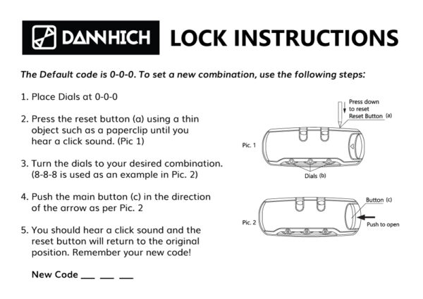 Dannhich Combination lock instructions